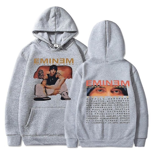 Eminem Anger Management Tour 2002 Hoodie Vintage Harajuku Funny Rick Sweatshirts Långärmade Herr Dam Pullover Mode gary XL