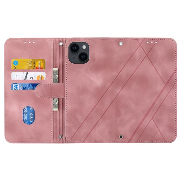 Case med präglat linje för iPhone 15 Pink