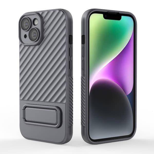 Wavy Texture TPU- case för iPhone 15 Grey