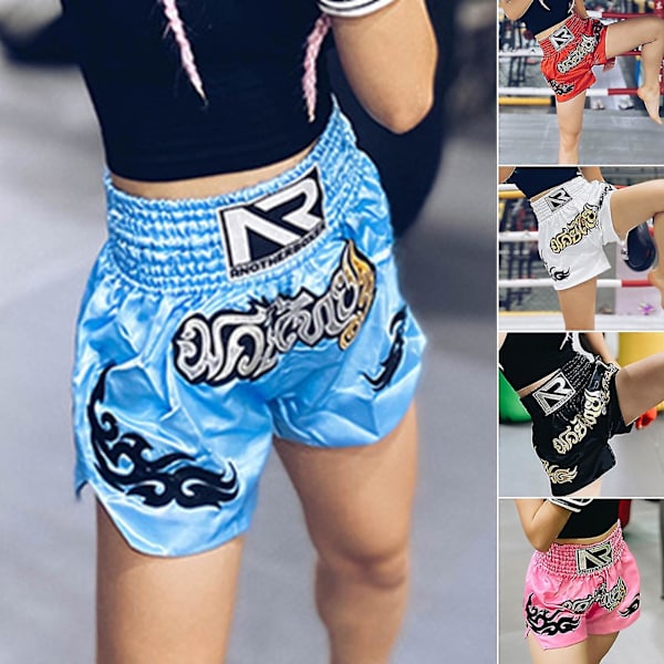 Boxningsshorts Antifriktion Muay Thai kickboxningsshorts för män Black 2XL