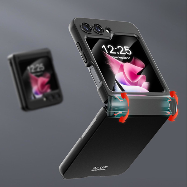 Galaxy Z Flip 5- case med gångjärnsskydd och inbyggt skärmskydd, cover Stötsäkert tunt case black