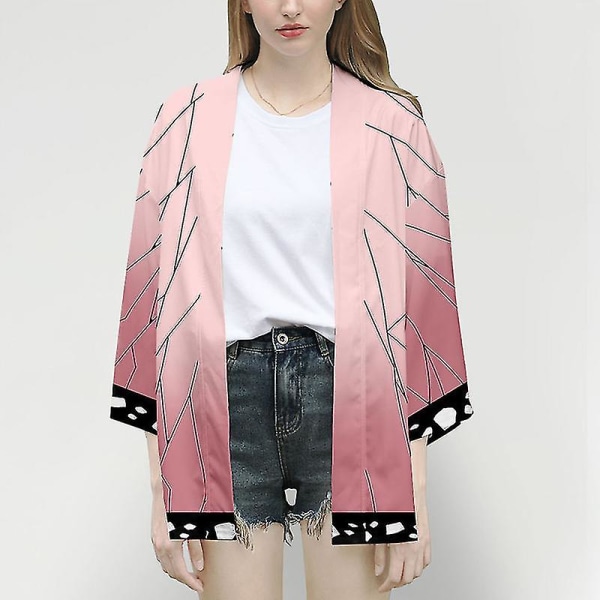 Anime Kimetsu No Yaiba Cosplay Unisex Cardigan Kimono Haori XS Pink Shinobu