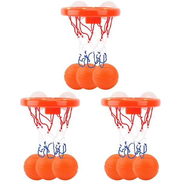 3 set badbasketleksaker Plast självhäftande basketbåge Lekvattenleksaker med 20 bollar för småbarn Babys (sorterad färg) As shown 16X17CM