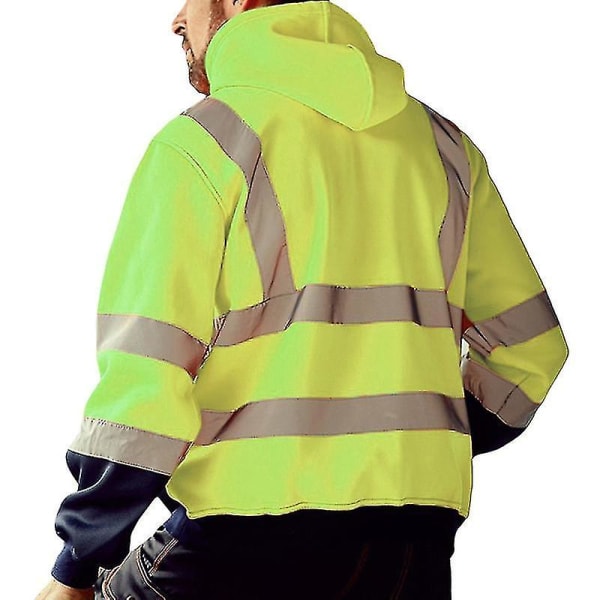 Män Hi Viz Synlighet Säkerhet Arbetsrock Jacka Hoody Sweatshirt Toppar Ytterkläder Green M