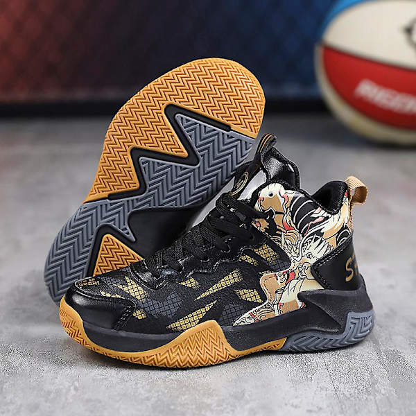 Barn Sneakers Pojkar Basketskor Halkfria Barn Sportskor 3B017 Black 32