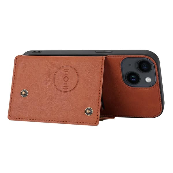 Phone case med dubbelt spänne för iPhone 15 Brown