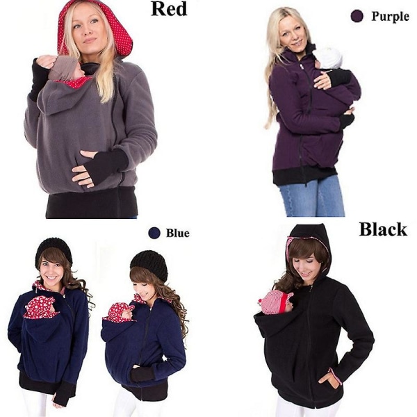 Kvinnor Gravid Baby Hoodie 3 In 1 Multifunktion Sweatshirt Jackor Black Red Stripe S