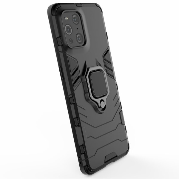 Cool Guard Pc + Tpu Combo Kickstand Hybrid Phone Cover Case för Oppo Find X3/x3 Pro Black