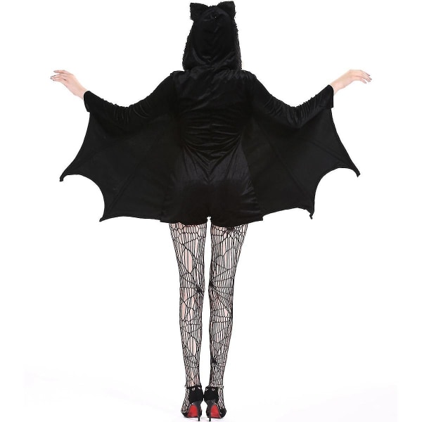 Stor storlek Halloween Kvinnor Fladdermus Kostym Cosplay Siamese Vampire Witch Dark Bat Uniform Suit L
