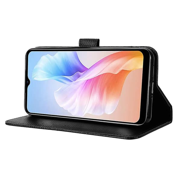Plånbok Pu Cover För Doogee X98/x98 Pro, Diamond Texture Stand Phone case Black