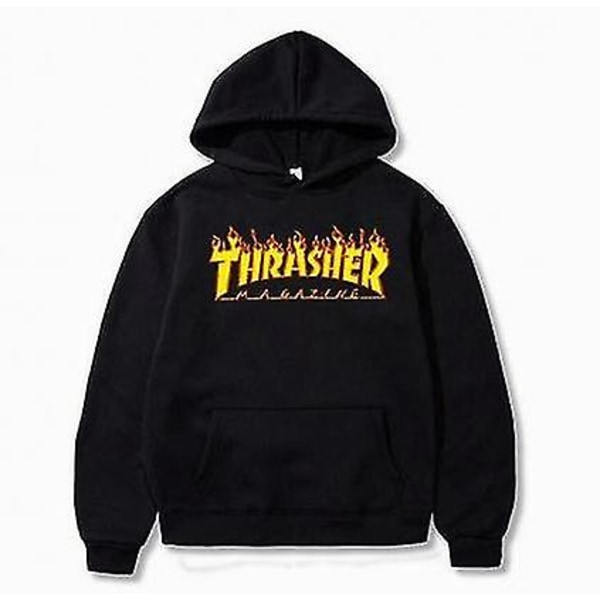 Unisex Thrasher Hoodie Letter Printed Sweatshirt Dragsko Huva med ficka black 1 3XL