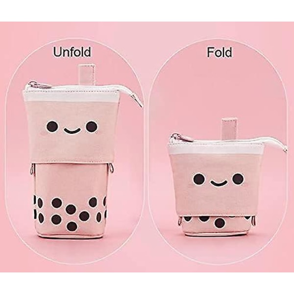 Söt penna penna teleskopisk hållare pop up brevpapper case, stå-upp transformatorväska med leende ansikte prick organizer, perfekt för kosmetika påse Happy none