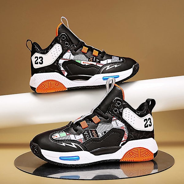 Basketskor för barn Mode Pojkar Flickor Sneakers Sportskor som andas 2Lmf2209 Black 34