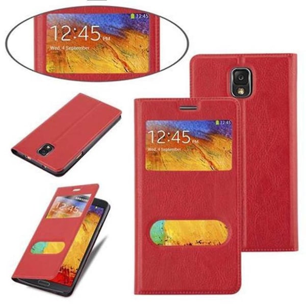 Samsung Galaxy NOTE 3 Cover Case Case - med 2 visningsfönster SAFFRON RED Galaxy NOTE 3