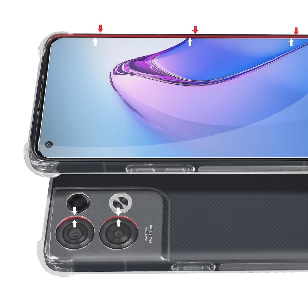 Oppo Reno 8 5g skyddspaket förstärkt case + genomskinligt härdat glas null none