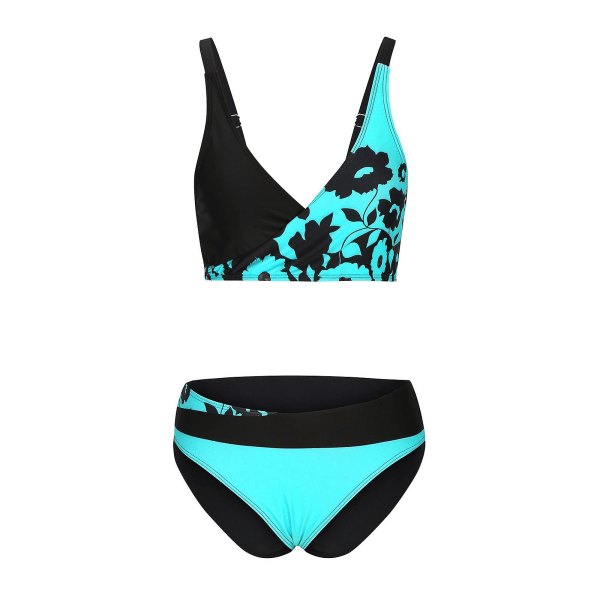 Baddräkt Dam Baddräkt Dam Print Set Baddräkt Tvådelad BH Badkläder Strandkläder Dam Bikini Baddräkter Sky Blue L