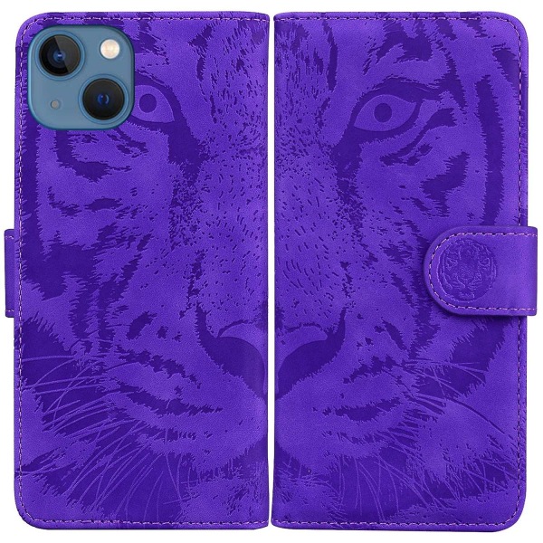Tiger-präglat case för iPhone 15 Plus Purple