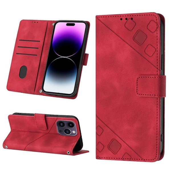 Hudkänsla PU- case för iPhone 15 Pro Red