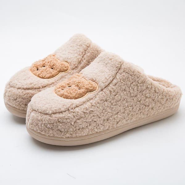 Tecknad bomullstofflor Vinter inomhus utomhustofflor för kvinnor Rosa Beige 36/37