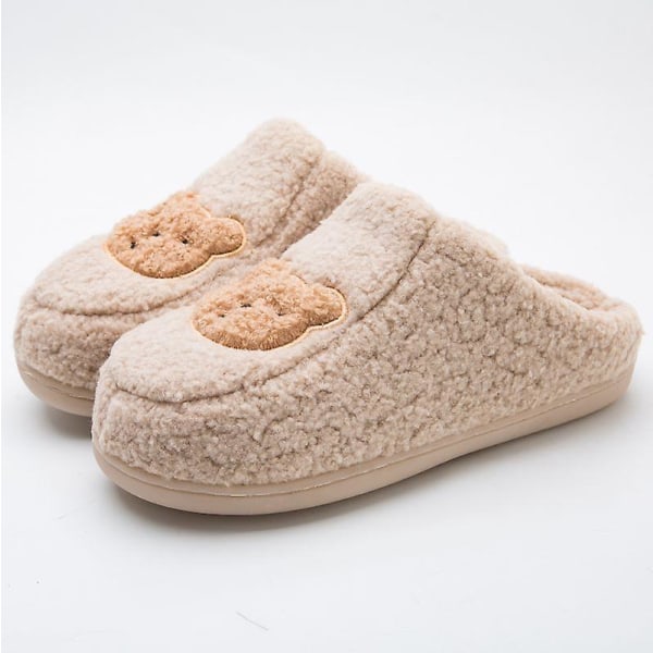 Tecknad bomullstofflor Vinter inomhus utomhustofflor för kvinnor Rosa Beige 38/39