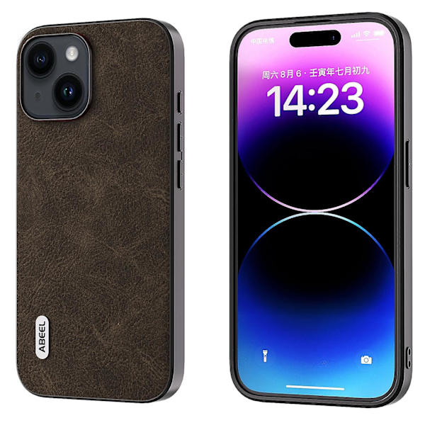 ABEEL Dream Litchi Texture Case för iPhone 15 Khaki