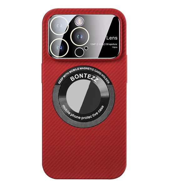 Case i kolfiber för Iphone 15 Pro Max, logotypvy Ultratunt tunt case med linsskydd, kompatibelt med Magsafe Red For iPhone 15 Pro Max