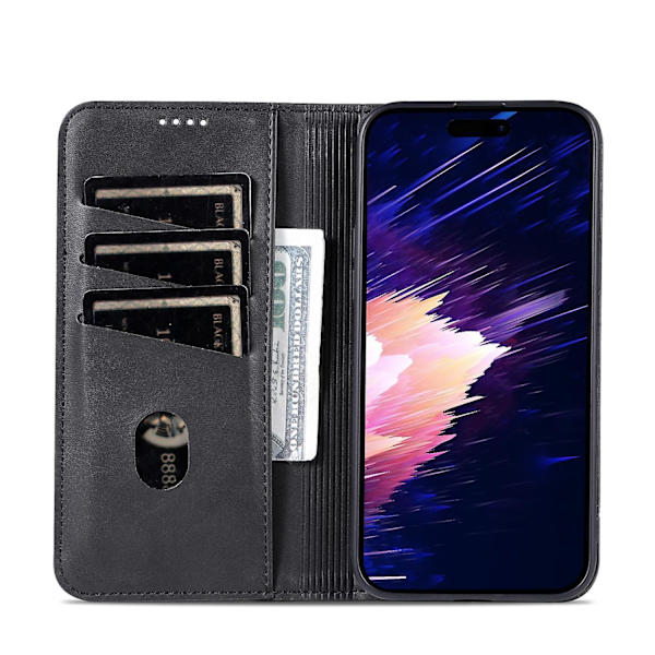 AZNS Calf PU case för iPhone 15 Plus Black