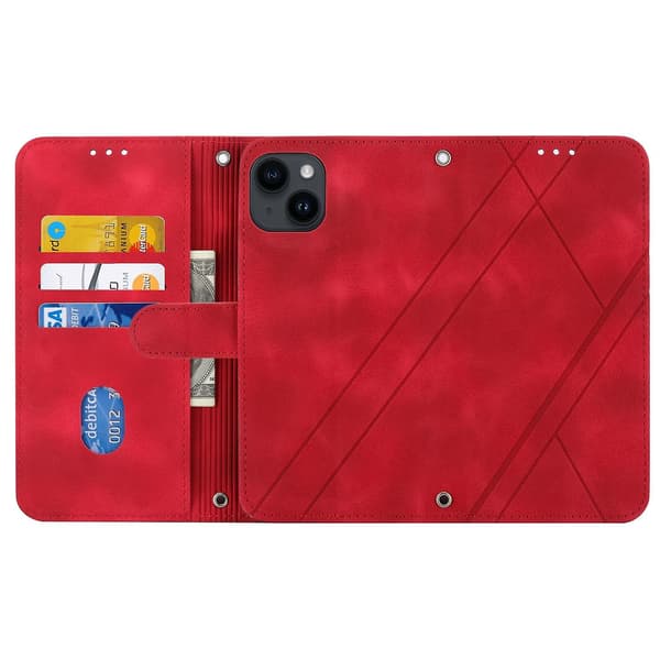 Case med präglat linje för iPhone 15 Red