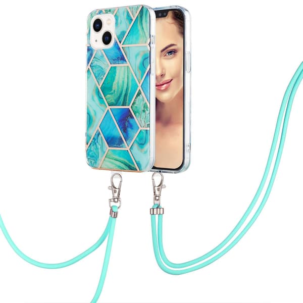 TPU- case med skarvmarmormönster för iPhone 15 Green
