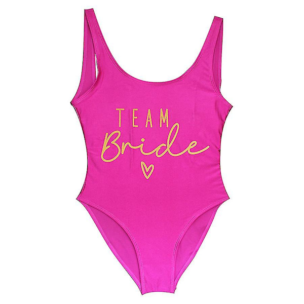 S-3xl Print Team Brud Baddräkt i ett stycke Kvinnor Badkläder Bachelorette Party Baddräkt Sommar Beatchwear Baddräkt gold purple S