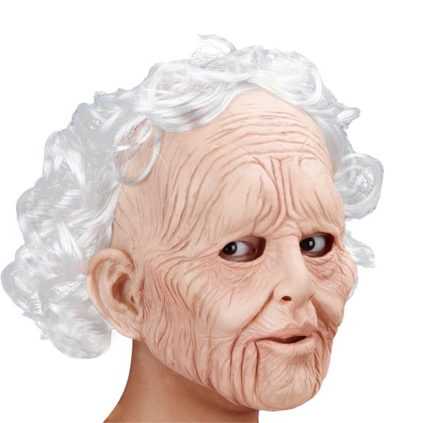 Vithårig mormors latexmask