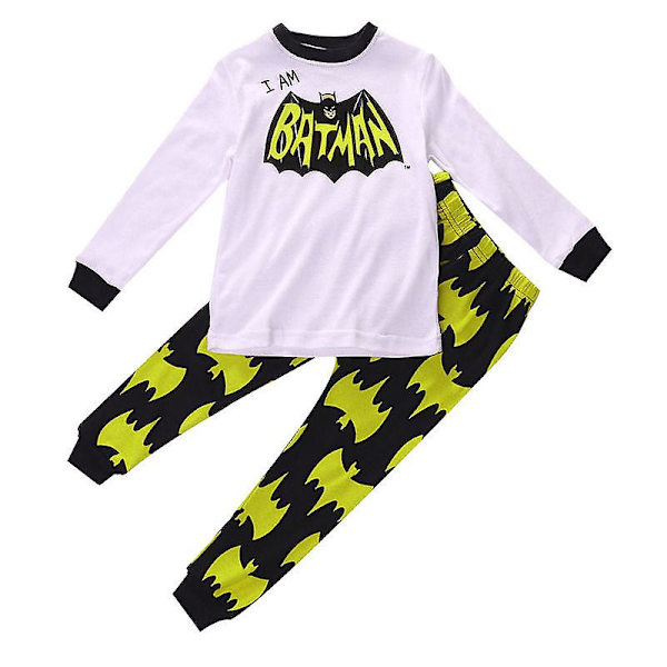 Barn Pojkar Flickor Spiderman Superman Casual Långärmad Nattkläder Pyjamas Set Outfit Loungewear Black White Batman 2 Years