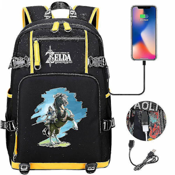 Zelda Breath Of The Wild Eye Game USB ryggsäck - Cosplay skolväska för Botw-fans - Unisex bärbar väska för resor och spel, perfekt för stud 9
