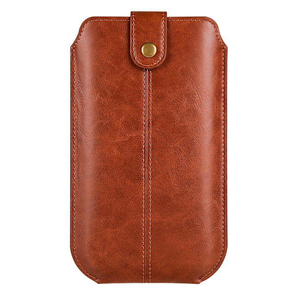 Crazy Horse Texture Pu Läder Telefonbältesväska för mobiltelefoner Universal midjetelefonhölsterväska med kortlager Light Brown 6.7 inches