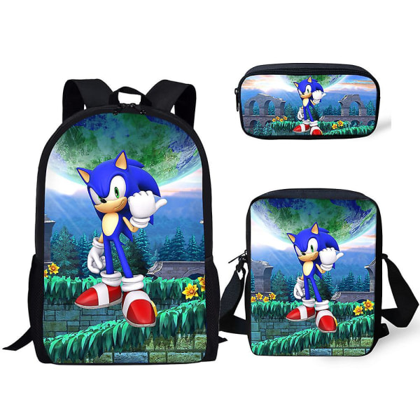 Sonic The Hedgehog tredelad studentryggsäck Style.M