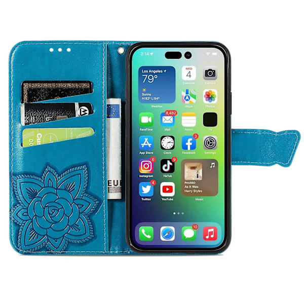 Fjärilspräglat case för iPhone 15 Plus Blue none