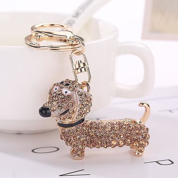 Zinklegering Tax Hund Kristall Rhinestones Nyckelring Dekorativ nyckelring Nyckelring Nyckelring Dekoration prydnadsföremål för handväska och bilprydnadssaker S Golden