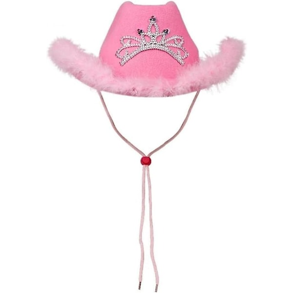 Blinkande Rosa Cowboyhatt med Krona - Perfekt för Kostym och Rollspel