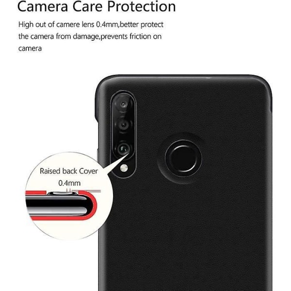 Huawei P30 Lite Case, Smart View Leather Flip Case, [Power ][Fullständigt skydd](P30Lite, Bla null none