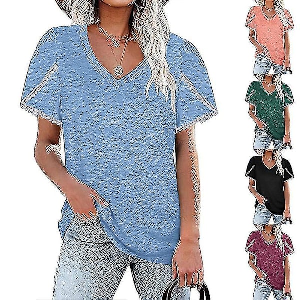 2023 kortärmad t-shirt för kvinnor Casual lös rund halsad topp Mode som andas sommarkläder Nytt Burgundy S