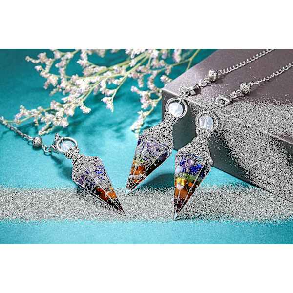 Chakra Crystal Pendel Hexagonal Reiki Healing Crystal Points Ädelsten Dowsing Pendel för spådom Scrying Wicca Chakra