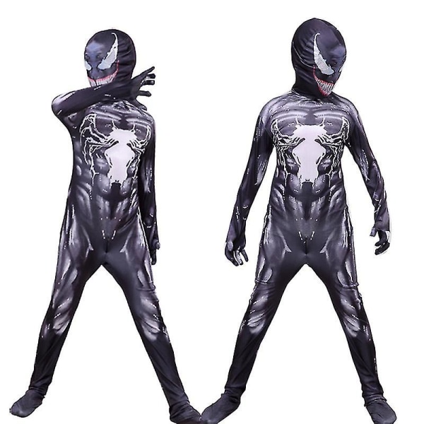 Venom Carnage Spiderman Cosplay Kostym Barn Vuxen Zentai Bodysuit Black 120 Kids (110-120cm)