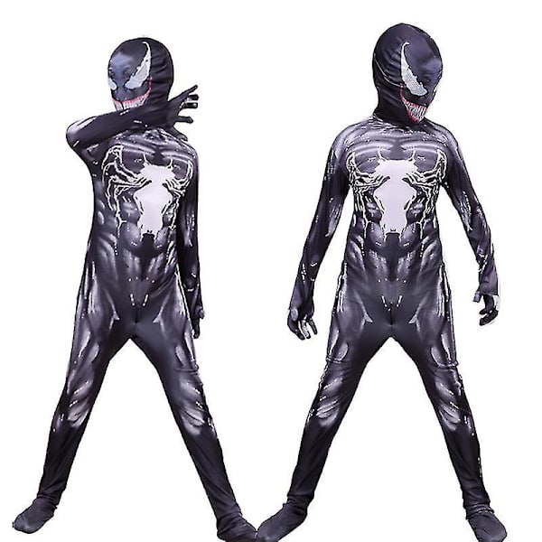 Venom Carnage Spiderman Cosplay Kostym Barn Vuxen Zentai Bodysuit Black 160 Adults (150-160cm)