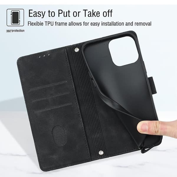 Hudkänsla PU- case för iPhone 15 Black