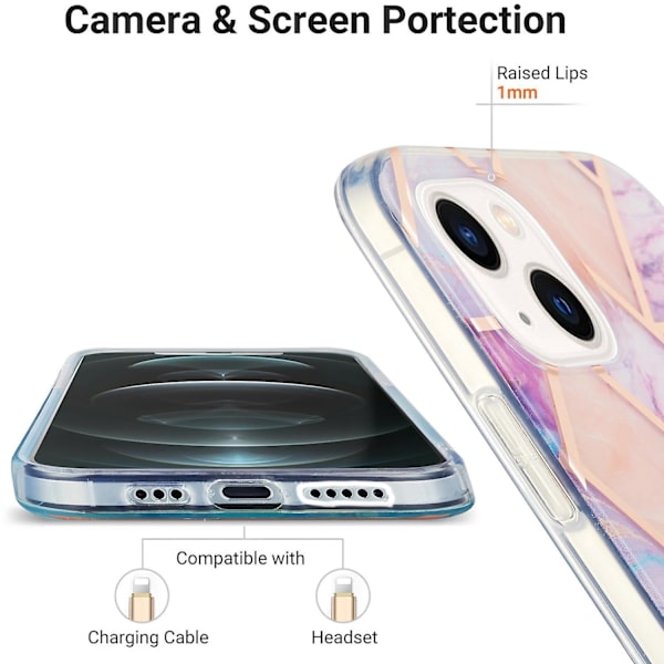 Marmor TPU- case för iPhone 15 Plus Light purple
