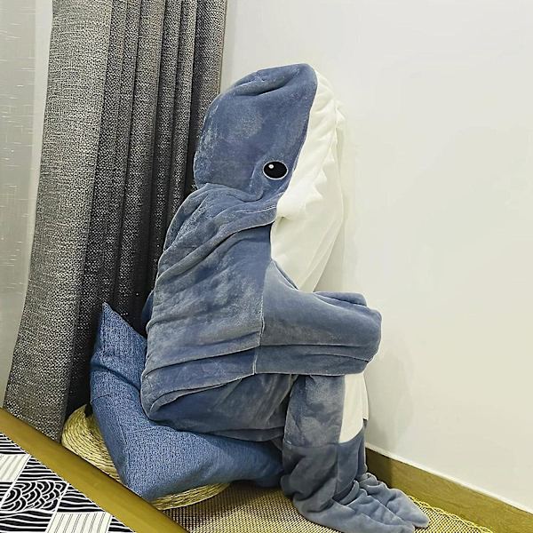 Shark Blanket Hoodie Shark Filt Super Mjuk Mysig Flanell Hoodie Shark Sovsäck Söt Shark Onesie Filt Shark Tail Bärbar Fleece Th M