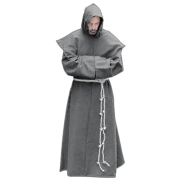 S-5xl Renässansmunk Prästerskap Vana Scapular Friar Dräkt Religiös Helgonklänning Dräkt Män Präst Huva Cowl Halloween Outfit Blue 4XL