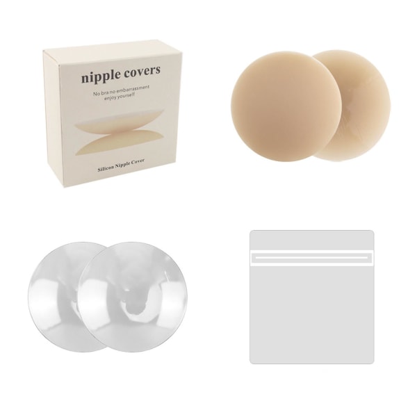Självhäftande bröstvårtor Ultratunna kvinnor Återanvändbara och tvättbara silikoner cover tillverkade av premium silikon Medium color 10cm