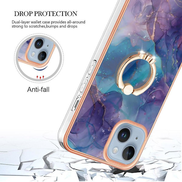 Marble IMD TPU- case för iPhone 15 Purple