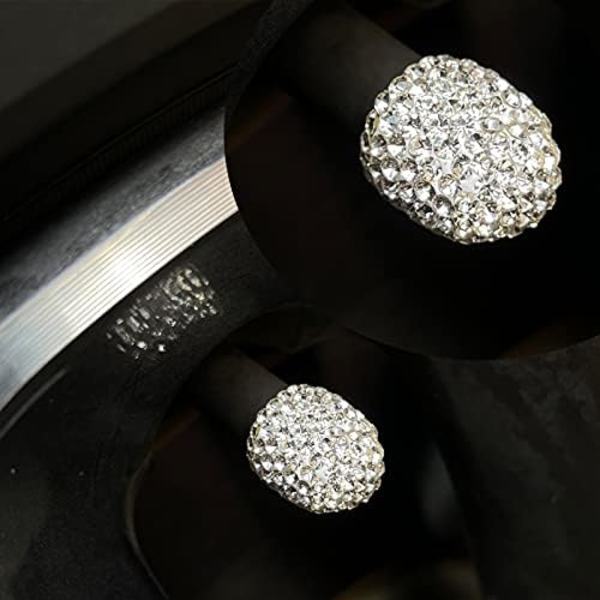 Bling ventilstamkåpor, 4-pack däckventilkåpor, universal handgjorda rhinestones stamkåpor för Bling biltillbehör, stadsjeepar, cykel och cykel, T White